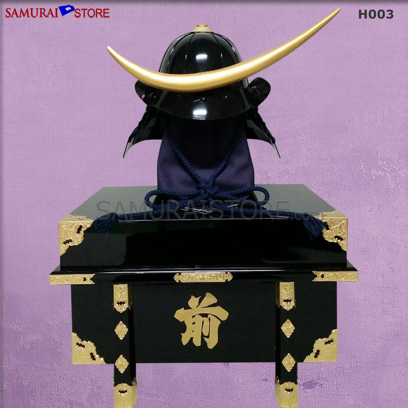 H003 黒塗 筋兜 三日月