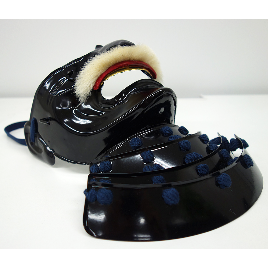 面頬 (鉄製 烈勢面) 黒塗り紺糸 即納可能品 面頬 (鉄製 烈勢面) 黒塗り紺糸 即納可能品